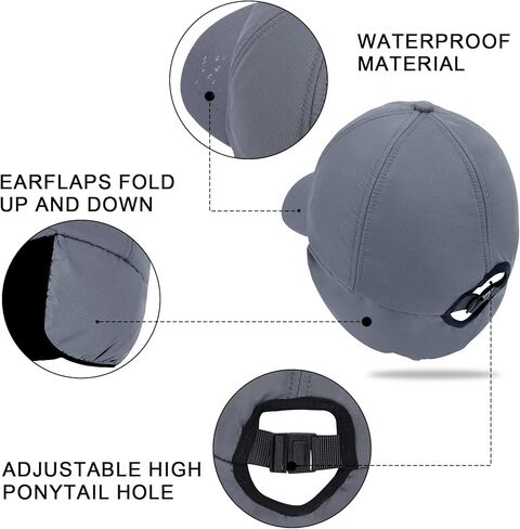 Womens Winter Fleece Ponytail Baseball Cap with Earflap Waterproof Winter Hats Drop Down Ear Warmer Running Hats for Women in Saudi Arabia