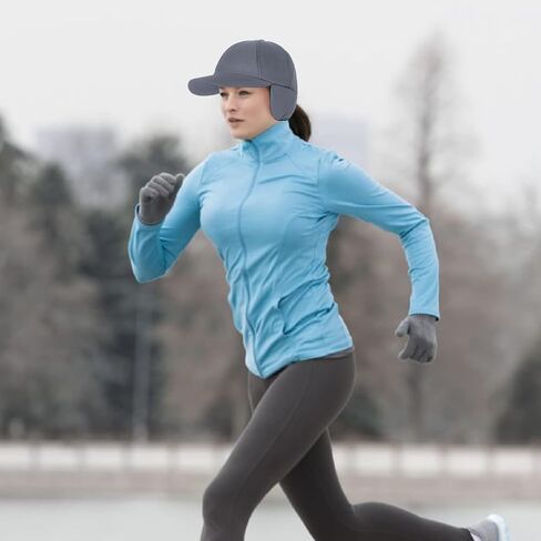 Womens Winter Fleece Ponytail Baseball Cap with Earflap Waterproof Winter Hats Drop Down Ear Warmer Running Hats for Women in Saudi Arabia
