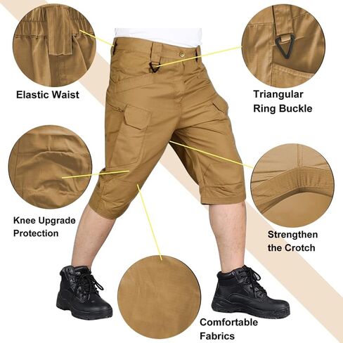 HYCOPROT Men's Tactical Cargo Shorts Waterproof Lightweight Work Short Quick Dry Military Multi Pockets Ripstop for Hiking in Saudi Arabia