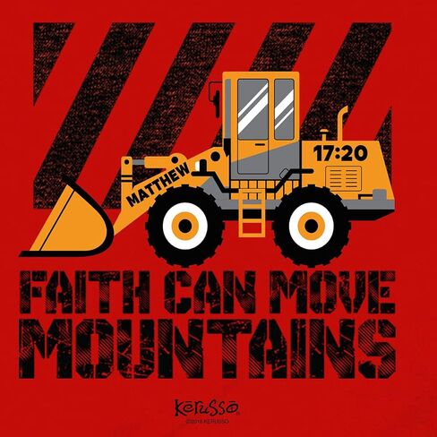تي شيرت Kerusso Faith Can Move Mountains Construction Front End Loader من القطن الأحمر للأطفال برقبة دائرية، 4T in Kuwait