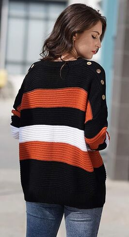 HZSONNE المرأة عادية كاندي اللون كتلة مكتنزة كابل متماسكة طاقم الرقبة فضفاض البلوز البلوزات البلوز المتضخم شريط القمم in Kuwait