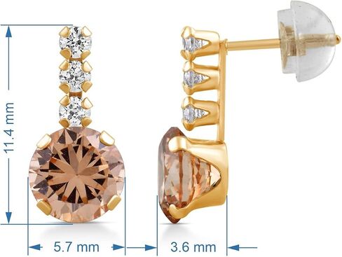 Jewelili 10K Yellow Gold 2 MM White and 6 MM Champagne Cubic Zirconia Stud Earrings in Saudi Arabia