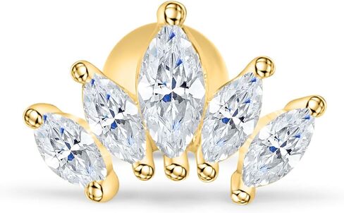 ONDAISY 14k مطلية بالذهب مقلد الماس تشيكوسلوفاكيا قلب الملكة الزفاف حورية البحر الأميرة تاج تيارا الأذن ترصيع آخر الكرة القرط ثقب للنساء in Kuwait