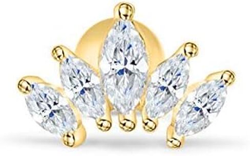 ONDAISY 14k مطلية بالذهب مقلد الماس تشيكوسلوفاكيا قلب الملكة الزفاف حورية البحر الأميرة تاج تيارا الأذن ترصيع آخر الكرة القرط ثقب للنساء in Kuwait