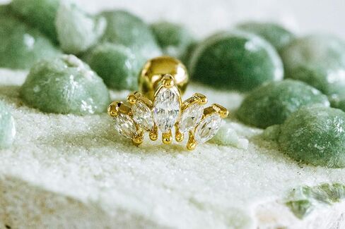 ONDAISY 14k مطلية بالذهب مقلد الماس تشيكوسلوفاكيا قلب الملكة الزفاف حورية البحر الأميرة تاج تيارا الأذن ترصيع آخر الكرة القرط ثقب للنساء in Kuwait