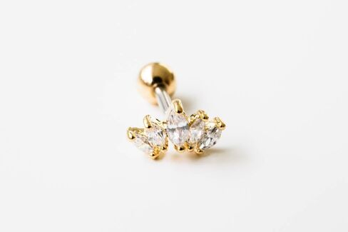 ONDAISY 14k مطلية بالذهب مقلد الماس تشيكوسلوفاكيا قلب الملكة الزفاف حورية البحر الأميرة تاج تيارا الأذن ترصيع آخر الكرة القرط ثقب للنساء in Kuwait