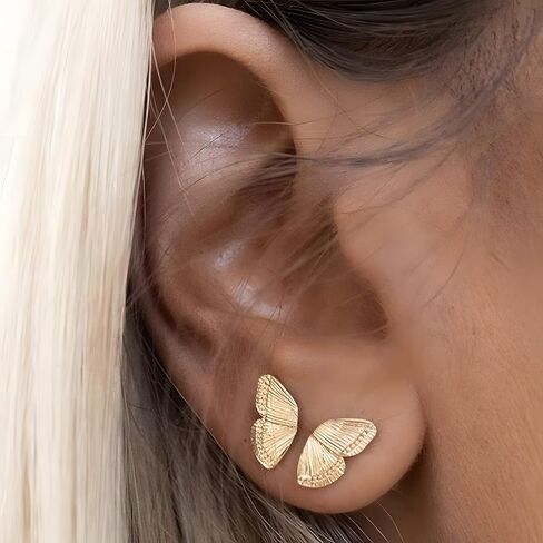 أقراط جناح الفراشة، أزرار نصف مجنحة، أقراط مسمارة، أقراط للنساء، أقراط ذهبية، هدية لها in Kuwait