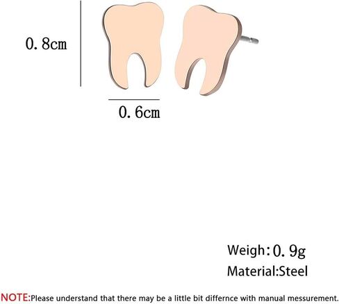 Dreuyet Tooth Stud Earrings Set for Women Girls Creative Cute Stainless Steel Gold Silver Black Plated Dental High Polished Studs Jewelry Gift for Dentist Doctor Nurse in Kuwait