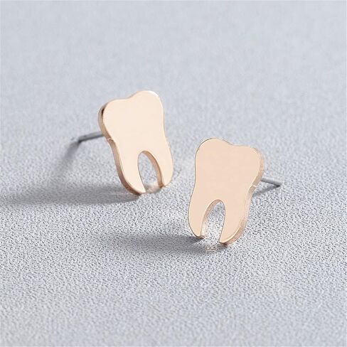 Dreuyet Tooth Stud Earrings Set for Women Girls Creative Cute Stainless Steel Gold Silver Black Plated Dental High Polished Studs Jewelry Gift for Dentist Doctor Nurse in Kuwait