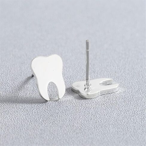 Dreuyet Tooth Stud Earrings Set for Women Girls Creative Cute Stainless Steel Gold Silver Black Plated Dental High Polished Studs Jewelry Gift for Dentist Doctor Nurse in Kuwait