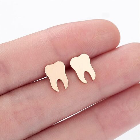 Dreuyet Tooth Stud Earrings Set for Women Girls Creative Cute Stainless Steel Gold Silver Black Plated Dental High Polished Studs Jewelry Gift for Dentist Doctor Nurse in Kuwait