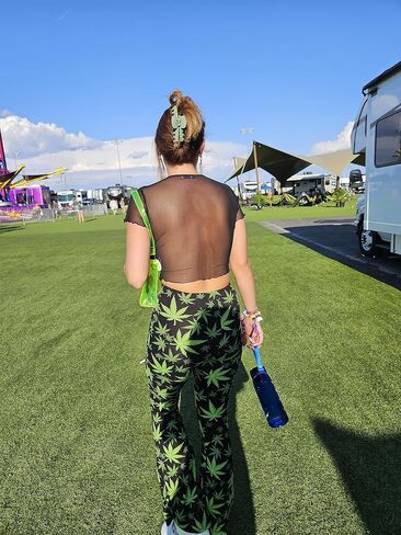 Shop Delfina Women's Print Elastic High Waisted Stretch Flared Leg Yoga Festival Rave Bell Bottoms Pants in Kuwait