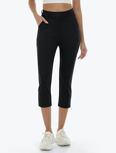 MoFiz Women's Golf Capri Pants Stretch Slim Business Casual Pants Straight Leg Yoga Dress Pants with Pockets Office Slacks in Kuwait
