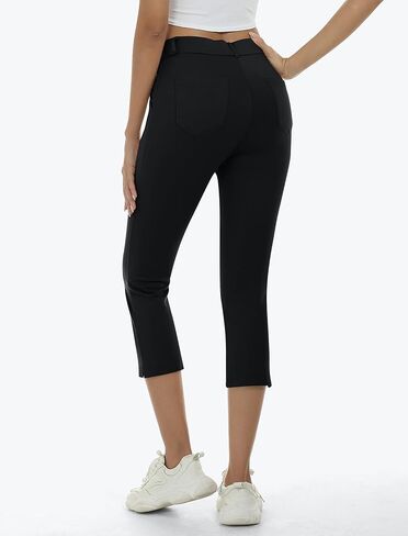 MoFiz Women's Golf Capri Pants Stretch Slim Business Casual Pants Straight Leg Yoga Dress Pants with Pockets Office Slacks in Kuwait