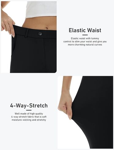 MoFiz Women's Golf Capri Pants Stretch Slim Business Casual Pants Straight Leg Yoga Dress Pants with Pockets Office Slacks in Kuwait