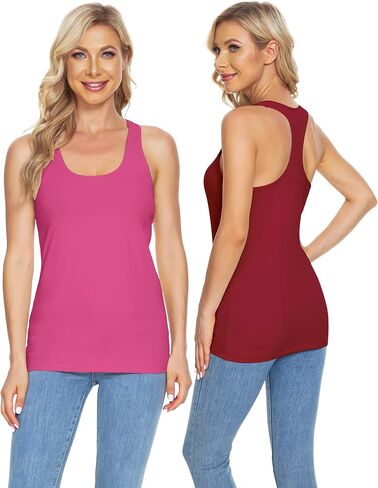 قمصان Pafnny مدمجة بحمالة صدر للتمرين للنساء، قمصان قصيرة من القطن، قمصان لليوجا، عبوتان in Kuwait