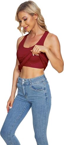 قمصان Pafnny مدمجة بحمالة صدر للتمرين للنساء، قمصان قصيرة من القطن، قمصان لليوجا، عبوتان in Kuwait