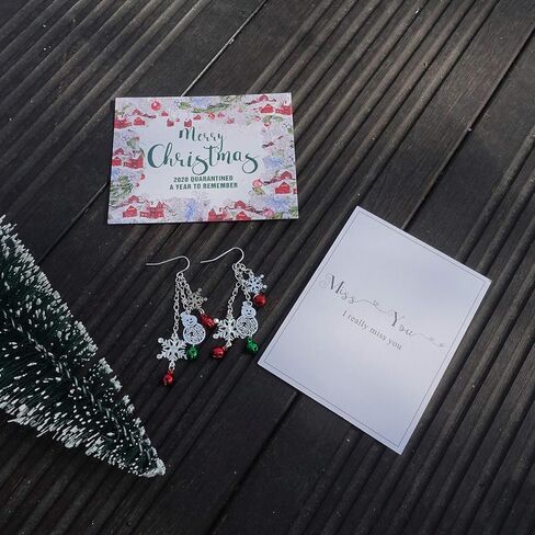 RareLove Three Layered Christmas Ring Bell Piercing Dangle Earrings Snowman Snowflake Silver Plated Alloy Holiday Jewelry For Women Girls in Kuwait