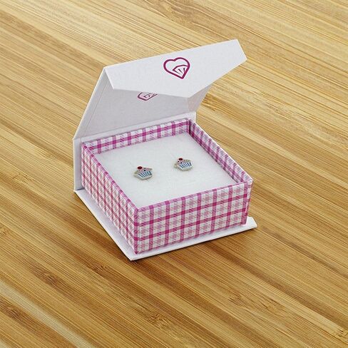 925 Sterling Silver Enamel Cupcake Screw Back Earrings for Young Girls and Pre-teens - Cupcake Girl Studs for Daily Use - Small Stud Earrings for Girls - Hypoallergenic and Lightweight Earrings in Saudi Arabia