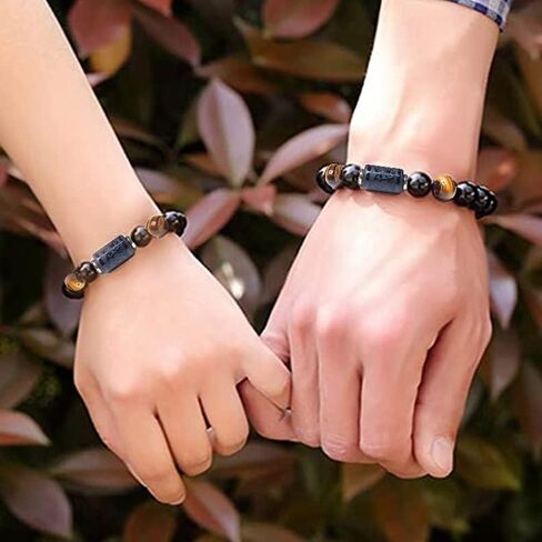 Rankui Beaded Bracelets for Men women Handmade Natural Black Obsidian Onyx Tiger Eye Stone Beads Elastic Bracelets 12mm Dragon or 10mm phoenix bracelet in Saudi Arabia