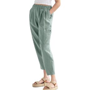 LYANER Women's Casual Elastic Waist Straight Pants Trousers with Pockets