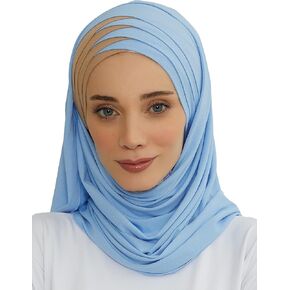 Aisha's Design Hijab Muslim Scarves for Women,%100 Cotton Presewn Jersey Shawl Turban, 2-Color