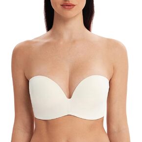 MELENECA Women's Stay-Put Multiway Wireless Lightly Padded Push Up Strapless Bra