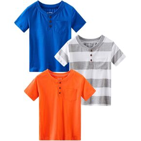 تي شيرتات Henley بأكمام قصيرة للأولاد من Spring&Gege، عبوة من 3 قطع in Kuwait