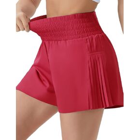 THE GYM PEOPLE Women's High Waist Workout Shorts Side Pleated Athletic Running Shorts with Mesh Liner Zip Pocket in Saudi Arabia