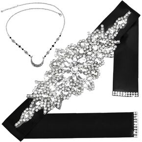 حزام وشاح CoFashion مع حزام من حجر الراين للفساتين، حزام زفاف من حجر الراين مع شريط لحفلات الزفاف/فستان استحمام الطفل