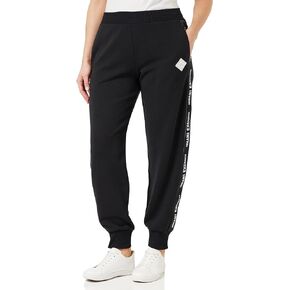 A|X Armani Exchange Women's Logo Tape Oversized Sweatpant, Black, Extra Small