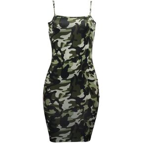 Camouflage Sexy Bodycon Clubwear Mini Dress for Women Party Club Night Spaghetti Strap Plus Size
