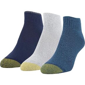 Gold Toe Women's Ultra Soft Quarter Socks, 3 Pairs, Deep Teal, Light Grey Heather, Peacoat, Shoe Size: 6-9