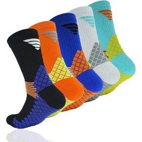 YWSLRC Mens Athletic Socks Elite Basketball Socks-Performance Thick Cushioned Sport Training Running Compression Crew Sock
