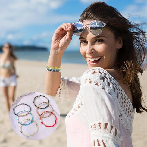 JEWPARK 26 قطعة بوهو أساور مطرزة مرنة للنساء ملونة قابلة للتكديس سباركلي خرز كريستالي أساور متعددة الطبقات بيان أساور تمتد الكفة مجوهرات هدايا in Kuwait