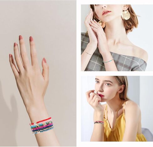 JEWPARK 26 قطعة بوهو أساور مطرزة مرنة للنساء ملونة قابلة للتكديس سباركلي خرز كريستالي أساور متعددة الطبقات بيان أساور تمتد الكفة مجوهرات هدايا in Kuwait