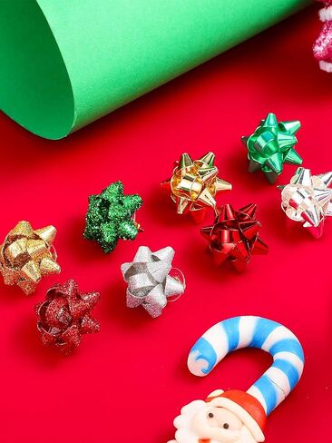 8 Pairs Christmas Bow Earrings Glitter Xmas Bow Stud Earrings Holiday Christmas Bow Multi Earring Set for Women in Saudi Arabia