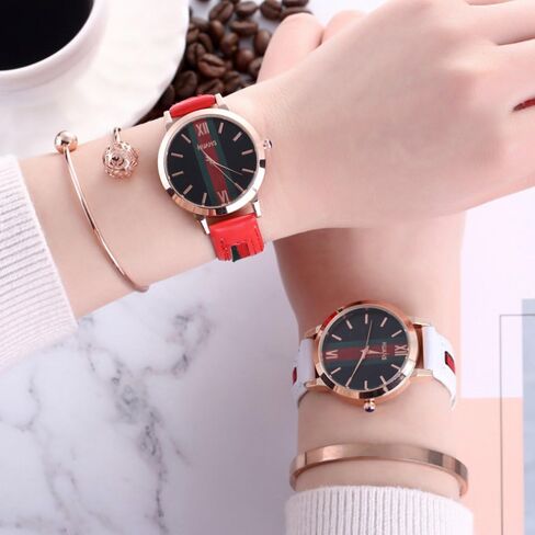 CdyBox Wholesale 5 Pack PU Leather Watch Analog Quartz Wristwatches for Women Men Lady Teen Girl in Kuwait