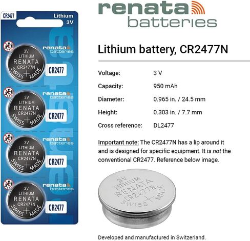 Renata Coin Cell Battery CR2477 Lithium Replaces DL2477, CR2477 (10 Pcs) in Saudi Arabia