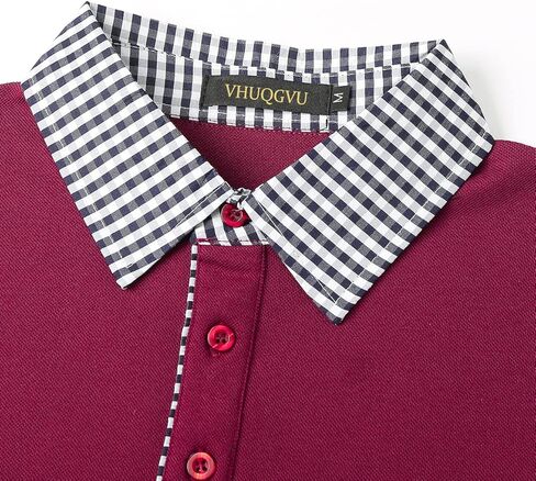 قميص جولف VHUQGVU رجالي بأكمام قصيرة، قمصان بولو قطنية كلاسيكية منقوشة بمقاس نحيف مع جيب in Kuwait