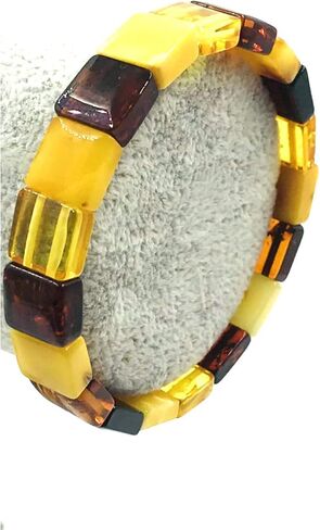 Amber Jewelry Shop Natural Baltic Amber Stretch Bracelet for Women - Hand Made from PolishedCertified Baltic Amber Beads(Multicolor), Small in Saudi Arabia