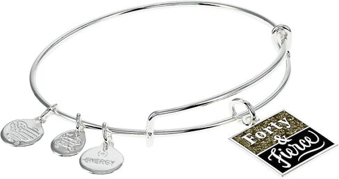 Alex and Ani Occasions Expandable Bangle for Women, Forty and Fierce Charm, Shiny Silver Finish, 2 to 3.5 in, One Size in Saudi Arabia