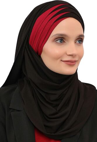 Aisha's Design Hijab Muslim Scarves for Women,%100 Cotton Presewn Jersey Shawl Turban, 2-Color in Kuwait