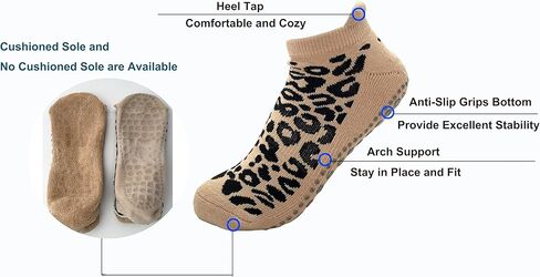 JCZANXI Non Slip Pilates Barre Socks with Grips, Anti Skid Leopard Print Ankle Grip Yoga Socks in Kuwait