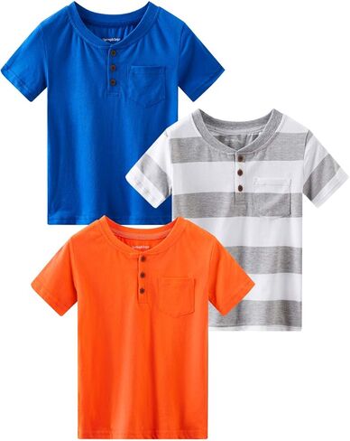 تي شيرتات Henley بأكمام قصيرة للأولاد من Spring&Gege، عبوة من 3 قطع in Kuwait
