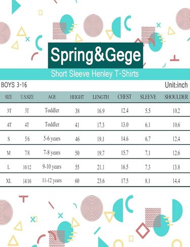 تي شيرتات Henley بأكمام قصيرة للأولاد من Spring&Gege، عبوة من 3 قطع in Kuwait