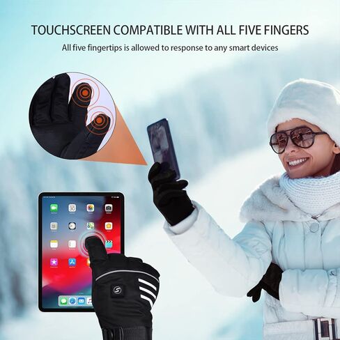 قفازات ساخنة وقفازات شتوية، قفازات للدراجات النارية، 3 مستويات تسخين، قفازات مقاومة للماء وقابلة لإعادة الشحن تعمل باللمس، لجميع أنواع الأنشطة الخارجية للرجال والنساء مقاس L (مقاس XL: B08NXPHC3H) in Kuwait