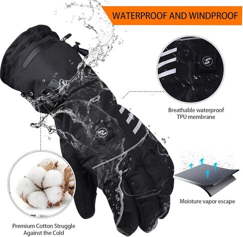 قفازات ساخنة وقفازات شتوية، قفازات للدراجات النارية، 3 مستويات تسخين، قفازات مقاومة للماء وقابلة لإعادة الشحن تعمل باللمس، لجميع أنواع الأنشطة الخارجية للرجال والنساء مقاس L (مقاس XL: B08NXPHC3H) in Kuwait