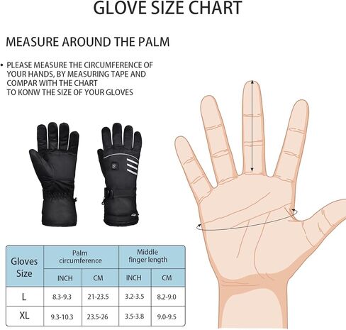 قفازات ساخنة وقفازات شتوية، قفازات للدراجات النارية، 3 مستويات تسخين، قفازات مقاومة للماء وقابلة لإعادة الشحن تعمل باللمس، لجميع أنواع الأنشطة الخارجية للرجال والنساء مقاس L (مقاس XL: B08NXPHC3H) in Kuwait