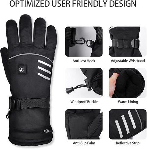 قفازات ساخنة وقفازات شتوية، قفازات للدراجات النارية، 3 مستويات تسخين، قفازات مقاومة للماء وقابلة لإعادة الشحن تعمل باللمس، لجميع أنواع الأنشطة الخارجية للرجال والنساء مقاس L (مقاس XL: B08NXPHC3H) in Kuwait